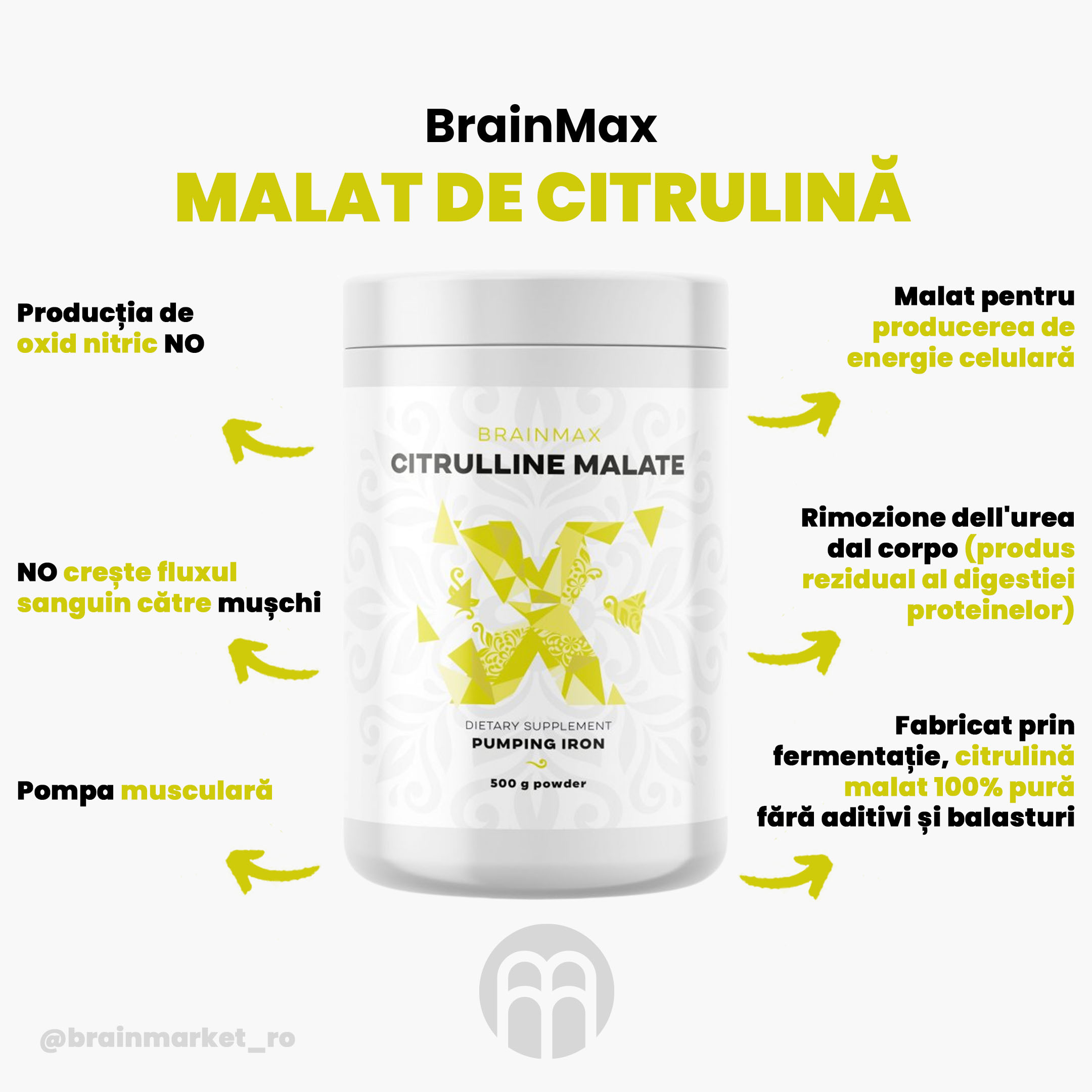 BrainMax Citrulline Malte, Citrulline Malate, 500 g